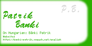 patrik banki business card