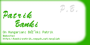 patrik banki business card